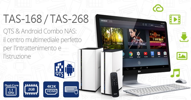 QNAP QTS Android Combo NAS TAS 168 e TAS 268