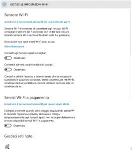Gestisci le impostazioni Wi Fi in Windows 10